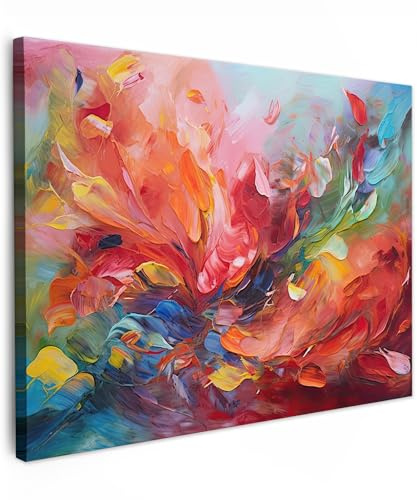 MuchoWow© Wandbilder Schlafzimmer Home Deko Wohnung Bild Wohnzimmer | 80x60 cm - Fotoleinwand Wand Bilder Leinwand Wall Decor Kunstdruck - Öl - Kunst - Abstrakt - Bunt