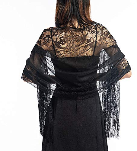 CCAIPU Spitze Stola für Damen, Lace Weich Schultertuch Schals Hochzeit Party Festliche Stola für Abendkleid