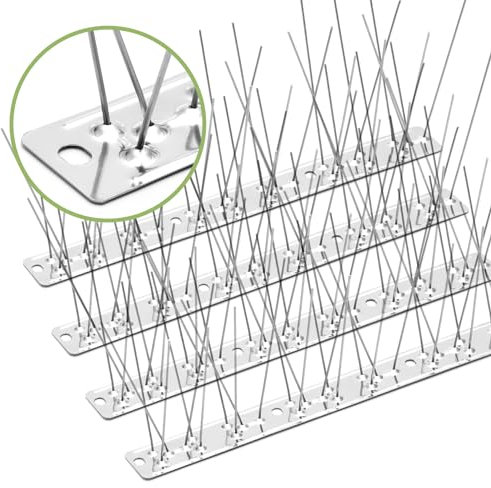 Valibe Taubenspikes, Edelstahl, Vogelspikes für draußen, um Vögel fernzuhalten, 61 Stück, 15,2 m Abdeckung, Vogelabwehr, Spikes, Drahtprävention, Spikes für kleine Vögel, Eichhörnchen für Zaun, Dach,