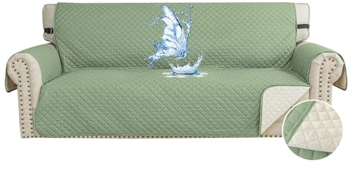CYCMACO Wasserdicht Sofa Überzug 3 Sitzer, Couch Bezug Haustier Katze Hunde, Sofaschoner rutschfest, Universal Couchüberzug Waschbar, Sofa Covers Mit Armlehnen, Hellgrün