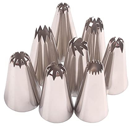 Outils de décoration de gâteaux, buses de piping p 8 pièces de grande taille for pâtisserie russe, douilles de glaçage en acier inoxydable, pointe de décoration for gâteaux, cupcakes, accessoires de c