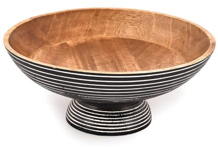 Indus Lifespace Fruit Bowl Mango Wood Bowls for Farmhouse Décor, Fruit Bowl for Kitchen Counter or Decorative Pedestal Bowl (30.48cm x 30.48cm x 12.06cm)