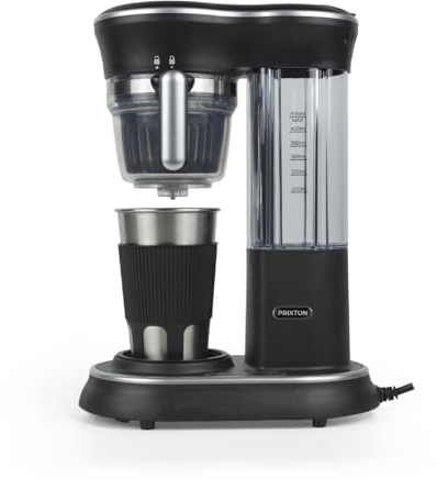 PRIXTON Cafetera Capri con molinillo, Sistema por goteo, Vaso de acero inoxidable con tapa, 600 W