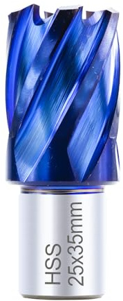 BALUGAEA HSS Kernbohrer 25 mm Schneiddurchmesser, 19 mm Weldonschaft | 35mm Schnitttiefe, M2AL-HSS Kernbohrer mit Nano-Blau-Beschichtung für Magnetbohrmaschinen und Metallbearbeitung