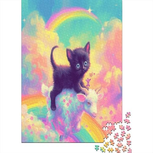 Puzzle Farbenfrohes Niedliche Katze Geschicklichkeitsspiel Erwachsene Puzzles Tier Clevere Rätsel 1000 Teile Geburtstagsgeschenk Für Erwachsene Für Erwachsene Kinder 1000pcs (75x50cm)