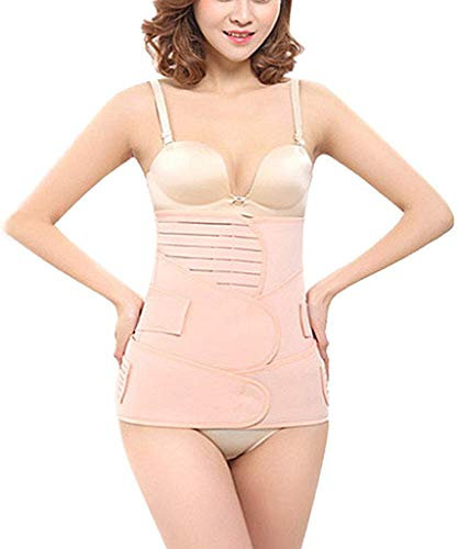 Damen 3 in 1 Bauchweggürtel für die postnatale Schwangerschaft, Bauchband, Kleidung, Hüftgürtel, Binder, Bauchband nach der Geburt, Kaiserschnitt, Schwangerschaft, Bauchband, Magenband.Aprikosenstreif