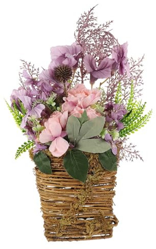 VOSAREA Artificial Potted Plant Basket Home Flower Decor Artificial Flower Wreath