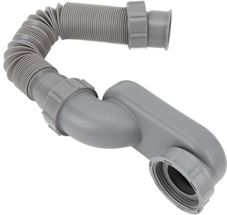 Flexibles Badewannen-Abflussrohr, Flacher P-Siphon, Freistehender Badewannenablauf, Geruchsverhinderung, PVC-Wannenablauf für Badewanne, Badewanne, Duschraum