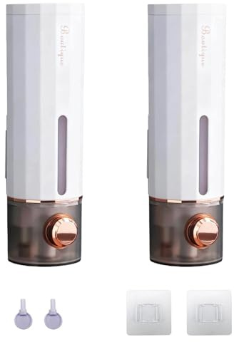 SRJQXH 2 Stück Seifenspender Wandbefestigung - 450ml Seifenspender Dusche Ohne Bohren丨Soap Dispenser mit Transparentem Sichtfenster, Shampoo Spender für Dusche, Duschgelspender
