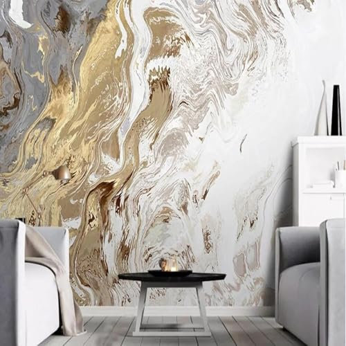 Tzxztt Abstraktes Gold Moderne 3D Tapete Geprägte Seide Neutrale Töne Material Ideal Für Wohnzimmer Schlafzimmer-350cm×256cm