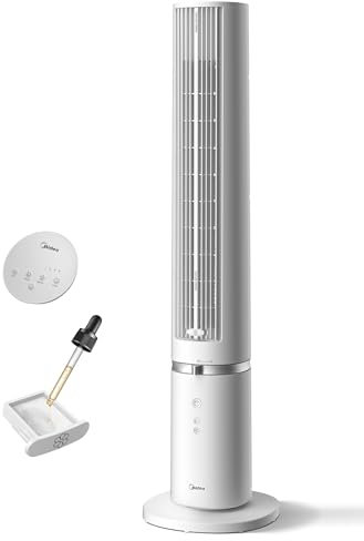 Midea MTF25FRWUK 40'' Tower Fan for Bedroom, 9m/s Powerful Cooling, Omni Remote, 90° Oscillating with Innovative Detachable & Washable Design, 4 Speeds, 28dB Quiet Standing Fan for Home, White