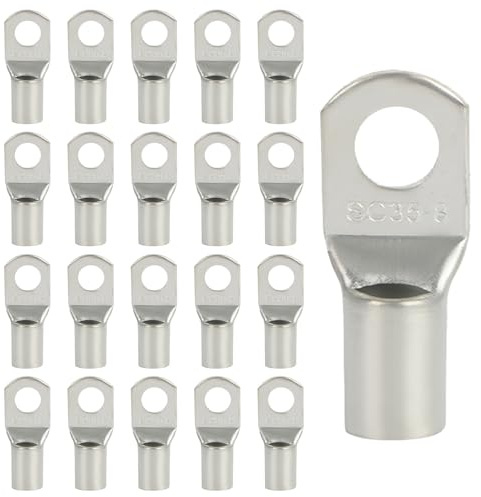 20 Ringkabelschuhe SC10-6, Verzinntes Kupfer, 10mm² M6 | Hohe Leitfähigkeit für Batterien | Wechselrichter, Motorräder, Autos und Elektroinstallationen