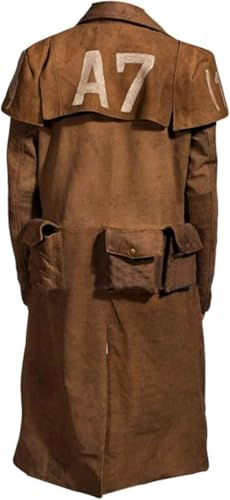 Leather Verse Mens Vegas A7 Brown Veteran Ranger Classic Armor Coat - Cosplay Faux Leather A7 Trench Coat
