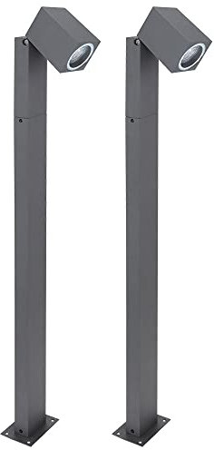 Wegeleuchten Außen anthrazit Garten Stehlampe Aussen Außenleuchte Terrasse stehend, schwenkbar, Fernbedienung dimmbar, 1x RGB LED 3,5W, LxBxH 11,5x7,2x80 cm, 2er Set