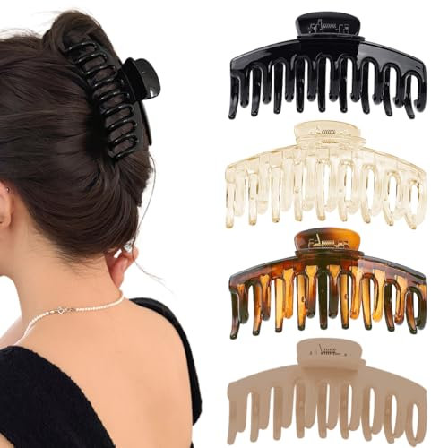JEYORZY 4 pinza grandes para el pelo, pinzas vintage sencillas antideslizantes para mujer y niñas