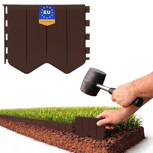 GARDENIX Bordo per aiuole facile da installare, in plastica, marrone, 5,15 m, senza scavo, in plastica riciclata, flessibile e durevole, prodotto nell'Unione Europea