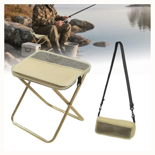 FunFlare Portable Foldable Backpack Stool,Foldable Travel Stool Bag,Mini Easy Carry Outdoor Chair，Pocket Chairs for Picnic Hiking Fishing（Khaki