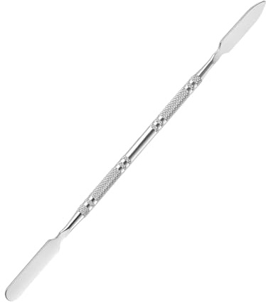 KinetiCore Stainless Steel Dual-End Makeup Spatula, Professional Cosmetic Mixing Scoop for Face Creams, Ointments, Foundations, Eyeshadows, Lipsticks & Skincare Makeup Tools (Silver)