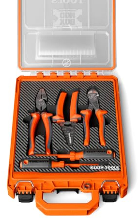Klein Tools 94160MBINS MODbox Insulated Tool Kit, 5-Piece, 1000V Rated Electrician Tools Set with Screwdrivers, Wire Stripper, Cutters, Modular Storage Box