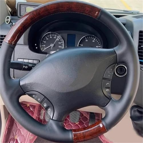 Lenkradbezug Handgenähte rutschfeste Lenkradabdeckung Aus Leder Für Mercedes Für Benz Für Viano W639 Für Vito 2003–2014 Für Sprinter 2006–2013 Lenkrad Bezug(Style 3)