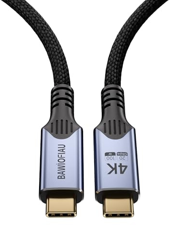 BAWIOFIAU Cavo USB Type-C 100W Ricarica Rapida 1M, Cavo USB C USB C 3.2 Gen2×2 20Gbps, Trasmissione Video 4K @ 60Hz Tipo C Compatibile per Thunderbolt 4/3