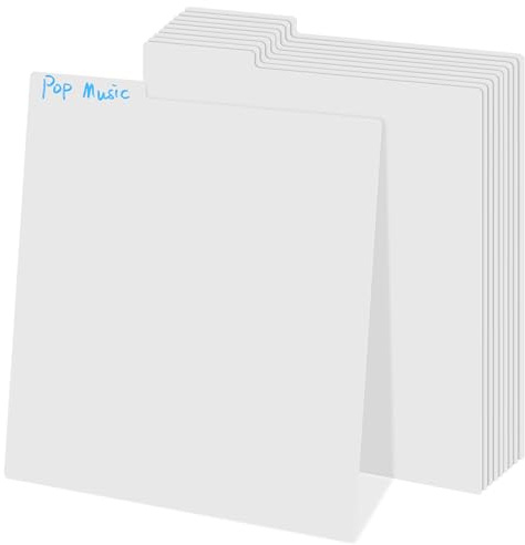 BCOATH 10 Pièces Intercalaires Vinyle Solides PP avec Onglets Diviseurs Albums et Séparateurs Résistants à l'Eau et Aux Taches pour Organisation Facile des Disques et Bibliothèques