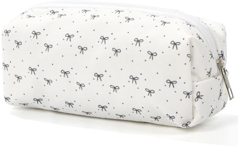GGBOVVO Federmäppchen Aesthetic mit Schleifen-Muster Mäppchen Mädchen Teenager Kinder Pencil Case Aesthetic Rosa Beige Stifte Mäppchen groß für Schule Büro Kosmetiktasche und Geldtasche