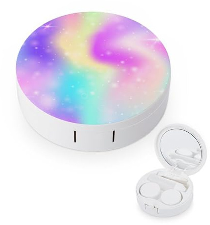 fkgvwo Contact Lens Case Glowing Rainbow Contact Lens Box Travel Kit Portable for Travel & Home