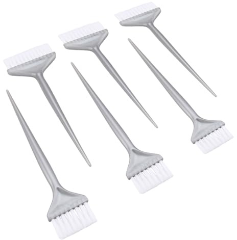 Mikikit Peines para Teñir Cabello y Pinceles Aplicadores 6 Piezas Tamaño Pequeño y Grande Color Plata Set Profesional para Salón y Uso Doméstico