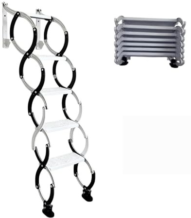 Scala pieghevole retrattile per soffitta, scala telescopica in metallo con pedali allargati, per tetti di magazzini, garage e ingressi di cantine(9 steps 230CM)