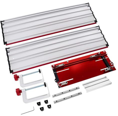 Baxnore Rail de guidage de scie à rail Kit de rail droit universel avec pinces réglables pour scies circulaires de 7 1/4 pouces Longueur de coupe de 50 pouces pour les projets de