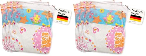 Heless 375 - Puppenwindeln, 3 Stück, am Bund Bedruckt mit farbenfrohen Kindermotiven, wiederverwendbarer Klettverschluss, Größe 28 - 35 cm (Packung mit 2)