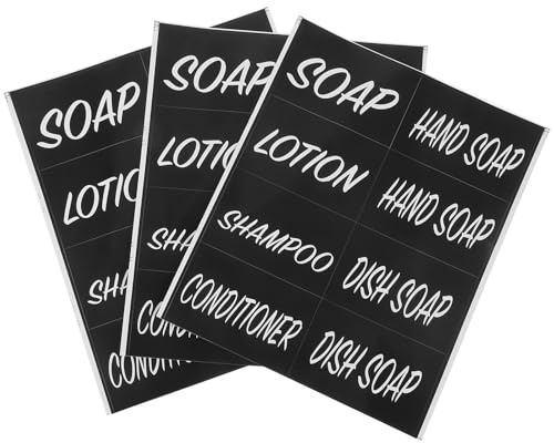 SUPVOX Waterproof Sub-Bottle Labels Waterproof Bathroom Amenities Labels PVC Self-Adhesive Sticker Sheets for Soap Bottles and Lotion Dispensers for Bathrooms and Dressing Tables