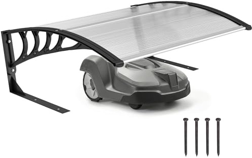 Outsunny Garage per Robot Tagliaerba in Alluminio 100x81x43 cm Bianco | Copertura Robot Tagliaerba in PC, Protezione Pioggia, Neve, Raggi UV 30+
