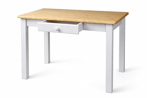 Magnetic Mobel Esstisch mit Schublade Küchentisch Tisch Restaurant Massiv Holz Kiefer (50x70, Lackiert Kiefer)