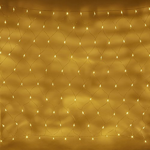Lights4fun - Rete di Luci Prolungabile a Pile 8mx1.5m con 560 LED Bianco Caldo su Cavo Trasparente per Interni ed Esterni