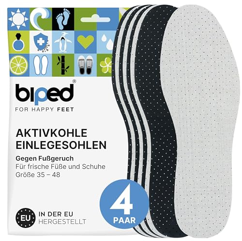 biped 4 paia solette carbone attivo per uomo e donna - Contro sudore e cattivi odori - Schiuma di lattice morbida per scarpe e piedi sempre freschi z2727(37)