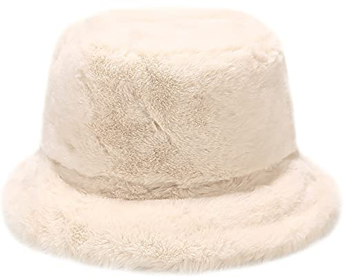 Damen Plüsch Fischerhut Wintermütze Flauschige Bucket Hat Warme Anglerhut