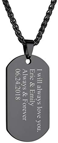 Plaque Militaire Personnalisable Collier Identité Armée Prénom Personnalisé Chaine Gravure Spiga Blé 55cm Pendentif Homme Médaillon Acier Chien Tag Noir Bijoux Cadeau Noël Valentin Fête Mères Pères