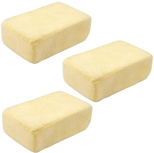 3X Spugne in Pelle di Daino, Naturale Asciugatura per Auto, Lucida cruscotto, Finestra, specchietti,per Asciugatura vetri, Senza Graffi