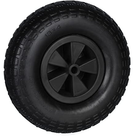 Relaxdays Schubkarrenrad 4.00-6 in Schwarz Rueda Carretilla, Goma, Llanta Plástico, Neumático Repuesto Carro, Antipinchazos, máx. 100 kg, Negro