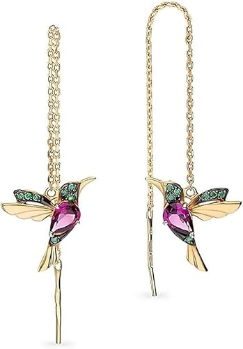 Einzelstück Pendentif colibri - Boucles d'oreilles - En argent sterling 925 plaqué or - Zircon cubique - Véritable bijou, dorée, Zircone cubique