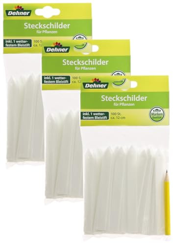 Dehner Pflanzzubehör, Stecketiketten mit Bleistift, 100 Stk., Länge 12 cm (Packung mit 3)