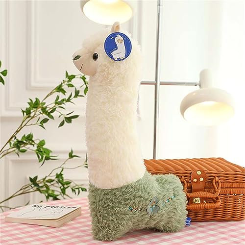 GLITZFAS Alpaka Kuschelkissen Kuscheltiere, Kawaii Plüschtier Stofftier Langes Kissen, XXL Groß Cartoon Alpaka Geschenk Plüschkissen (55 cm, Grün)