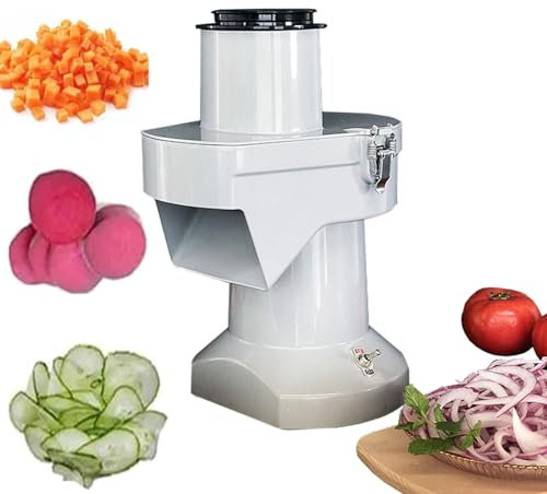 Quixnova Tritatutto Automatico per Verdure 200W Tagliaverdure per Tagliare Patate Affettatrice per Pomodori con 6 Reti per Coltelli per Tagliare a cubetti, Lame per affettare e Lame Julienne