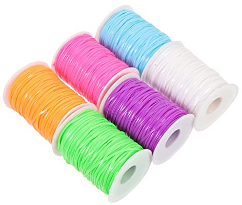 NUOBESTY 6rollen Flaches PVC-Band Lanyard String Kit Yards DIY Bastelset Bunte Flechtkordel Für Handarbeit Dekoration Geschenkideen