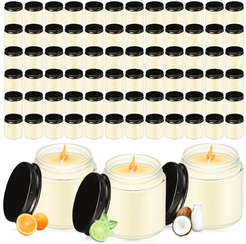 MTLEE 72 Pcs Mini Mason Jar Candles Favors Bulk 4 oz Small Scented Jar Candles with Lids for Birthday Wedding Party Gift(Lemon, Citrus, Coconut Milk)