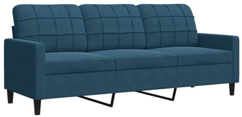 vidaXL Sofa 3-Sitzer, Polstersofa für Wohnzimmer, Couch Loungesofa Metallgestell, Dreisitzer Samtsofa Sitzmöbel, Modern, Blau 180cm Samt