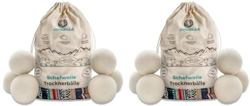 Chinchilla® Trocknerbälle aus Schafwolle | handgefertigt aus Nepal | nachhaltige Wäschetrockner Kugeln für flauschig weiche & fluffige Wäsche | plastikfrei & langlebig (Packung mit 2)