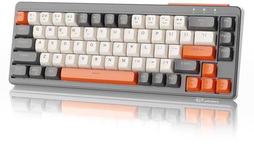 ZIYOU LANG×FREEWOLF M68 Tastiera Gaming Wireless, 60% Tastiera a Membrana Compact con 2.4Ghz/BT5.1/USB-C,Mini 19 Tasti Anti-Ghosting,QWERTY Layout- Ambra